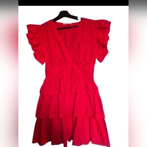 Karlie Red Wrapped Ruffle Dress